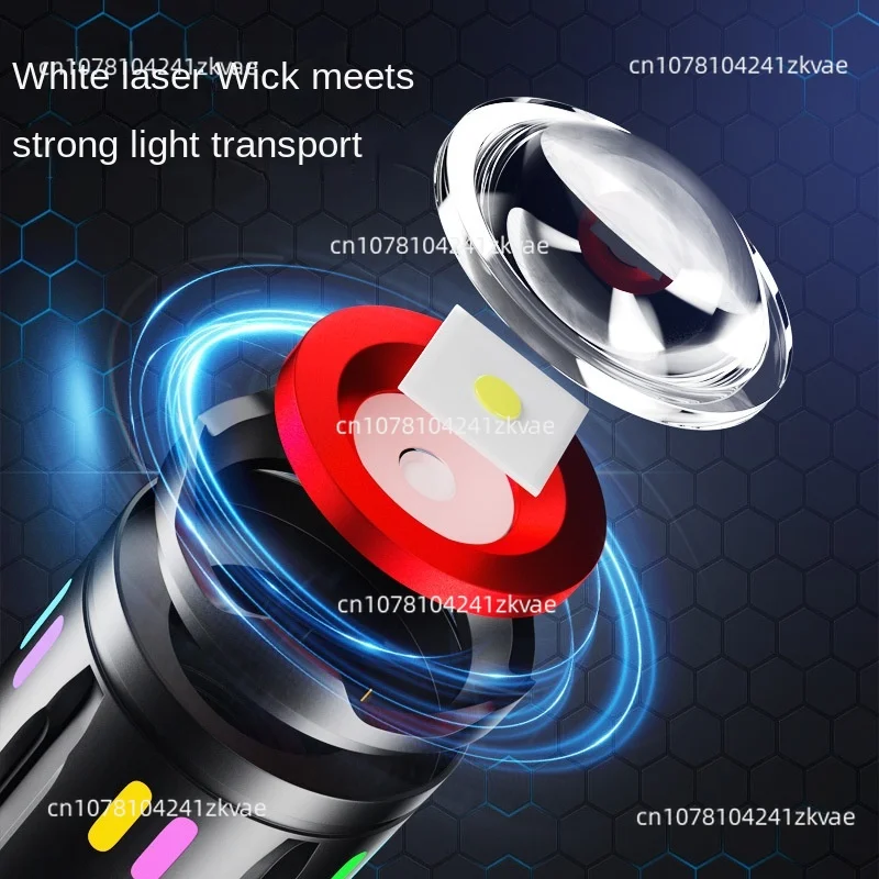 Strong Light Multi functional Flashlight Type-C Charging Fluorescent Bar Digital Electric Display White Laser Flashlight