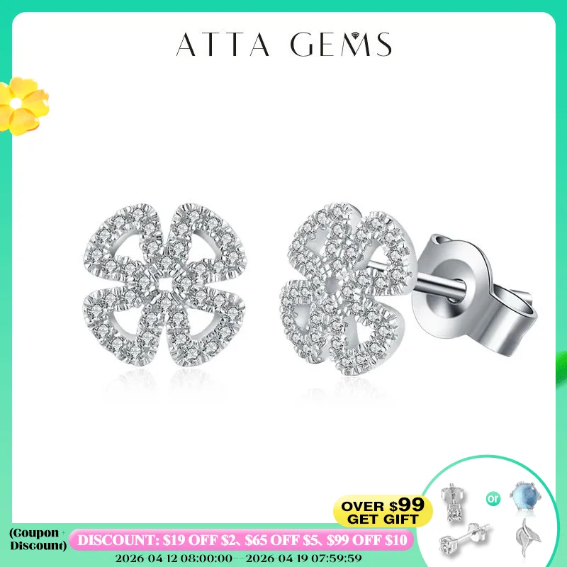 

Attagems New Women Moissanite Gemstone Stud Earrings For Women Solid 925 Sterling Silver D Color Solitaire Fine Jewelry For Gift