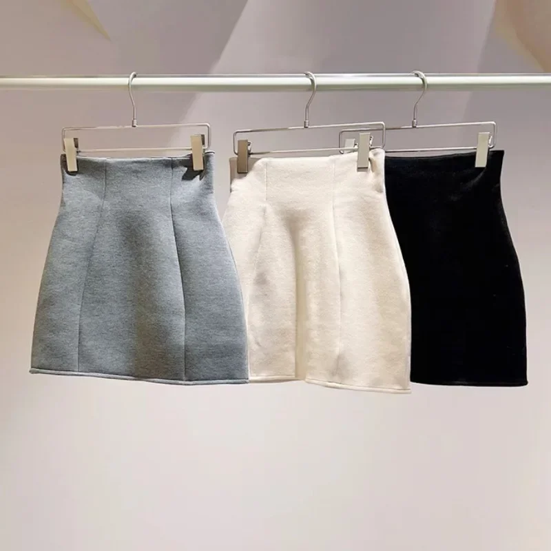 

Japan Style Slim Skirt Pants Autumn 2024 New All-match Women Jupe Solid Color High Waist Three-dimensional Bodycon Skirts