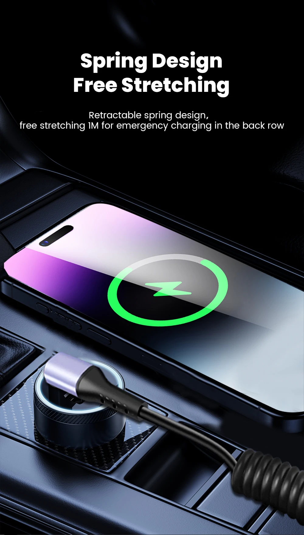 6A Elbow USB Type C Spring Short Cable 20cm to 1m 66W 100W Dual Type C Fast Charging Cable Wire For iPhone 15 16 Samsung Xiaomi