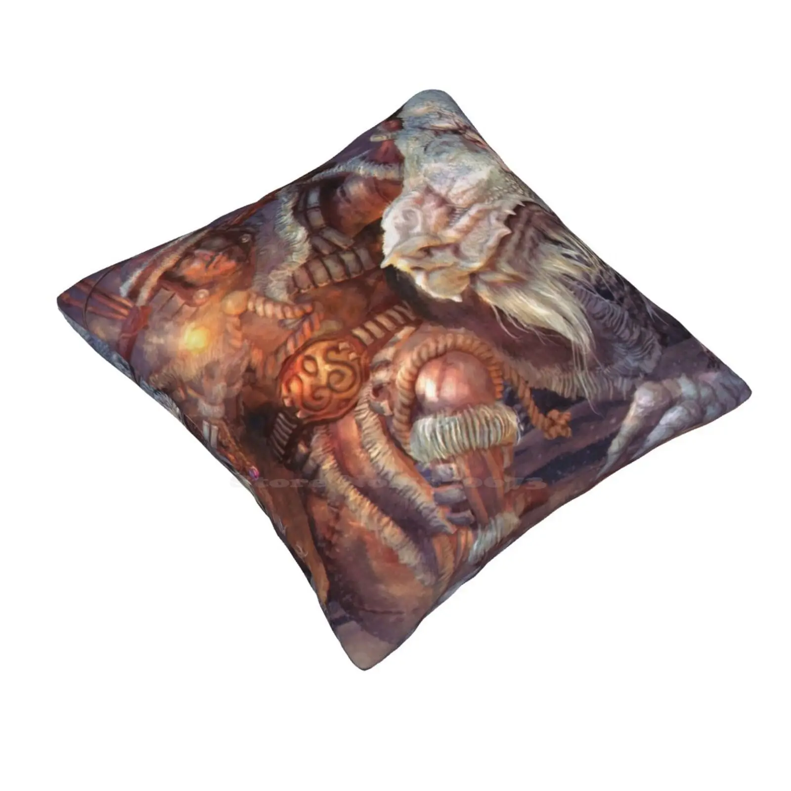 Meeting The Elder Dragon Throw Cushion Pillow Cover Fantasy Dragon Warm Light