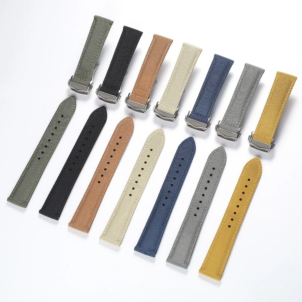 Folding Buckle Deployant Sailcloth Watch Band High Density Nylon Quick Release Sport Universal Wristbelt Watch Strap for Omega
