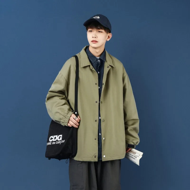 

Мужская весенняя повседневная универсальная осенняя однотонная куртка, бейсбольная форма, топы в корейском стиле для мужчин