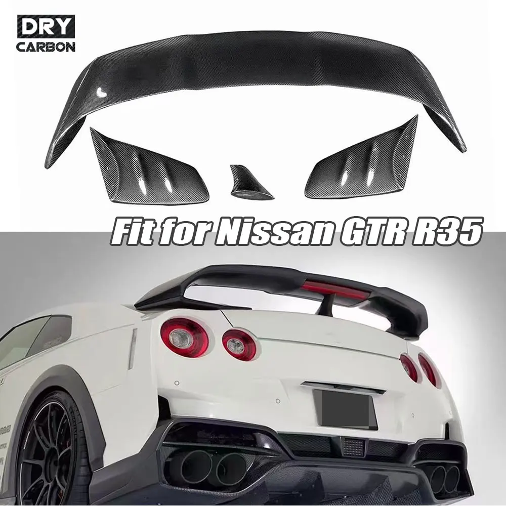 

Carbon Fiber Rear Boot Spoiler Trunk Trim Wings for Nissan GTR R35 2008-2018 V Style Car Styling FRP Body Kits Accessories