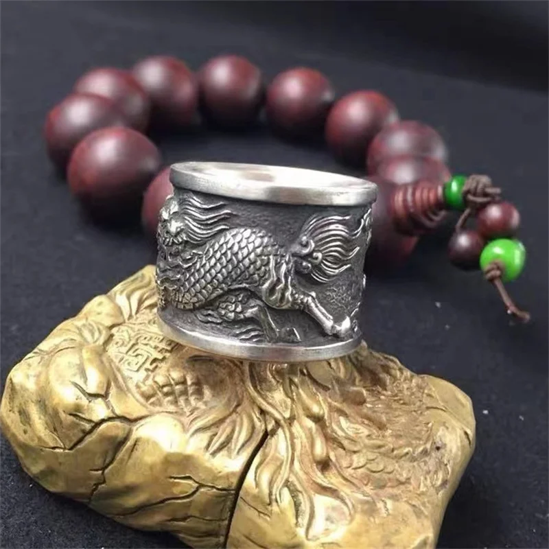 الاستبداد الوحش الإلهي كيلين الدائري للرجال مجوهرات العصرية الإغاثة الحيوان نمط حلقة الذكور السبابة الملحقات مفتوحة الحجم