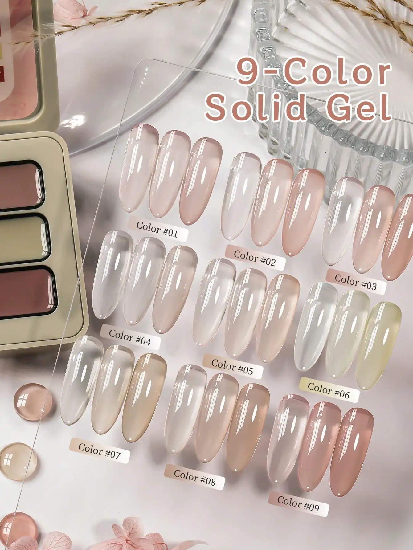 MORDDA 9個入りヌードソリッドジェルネイルポリッシュセット、ソークオフUV/LEDビルダージェル、自然なネイルアートに最適、DIYホームに最適