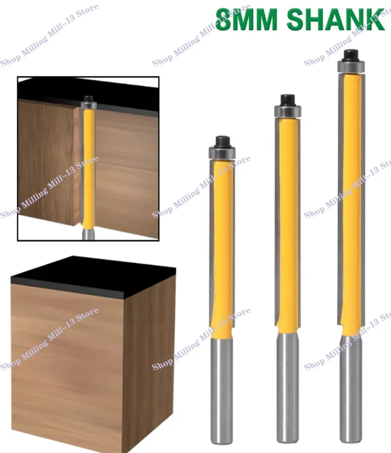 SHANK-Flush Trim Router Bit para Carpintaria, Lâmina, Flush, End Bearing, Ferramenta de Corte, 8mm