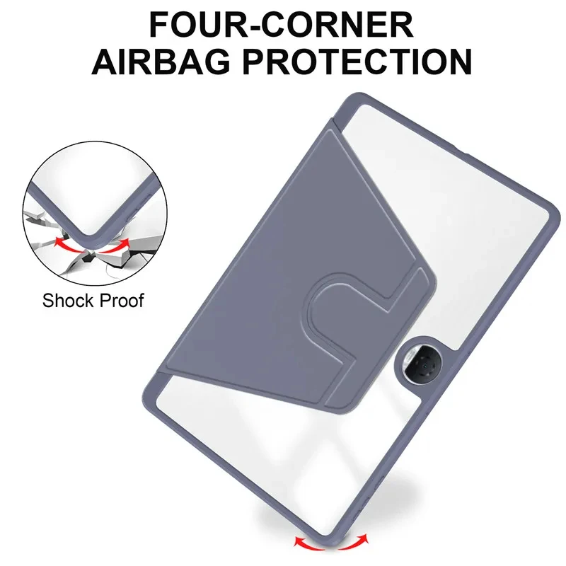 360 Rotation Case For Honor Pad 9 HEY2-W09 HEY2-W19 Clear Acrylic Smart Stand Cover for Honor Pad 9 2024 12.1 inch With Pen Slot