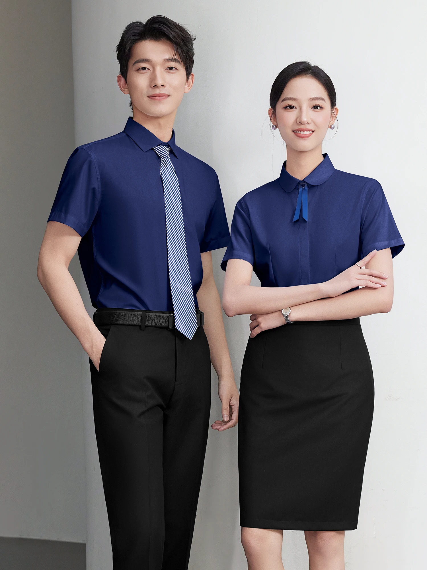 

Royal Blue Short Sleeve Shirt Business Casual Slim Fit Workwear Interview Dress Code High End Corporate Style Men's Fashion