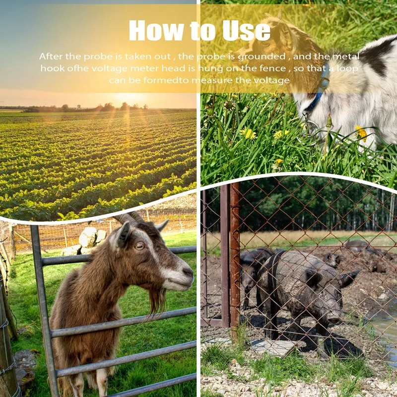 MALL 12000V 農家のフェンス電圧テストツール、電気柵電圧テスター、ヤードフェンステスター