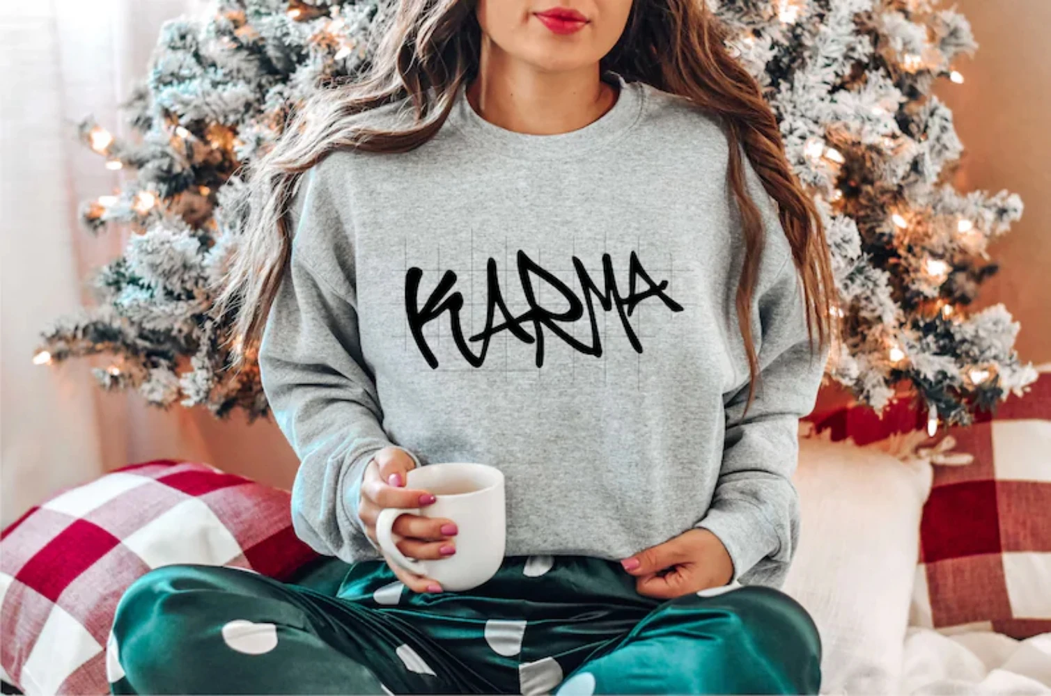 Karma Pullover Top Karma is My Boyfriend Funny Birthday Tee Sarcastic Shirt Plus Size Womens Crewneck Sweatshirt