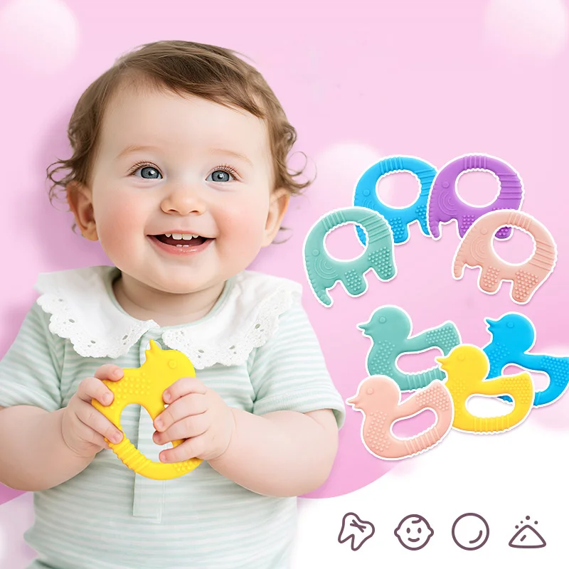 1pc Baby Silicone Duck / Elephant Teething Toy, Soft Teether Toy, Suitable For Toddler Boys And Girls, Gift For Baby