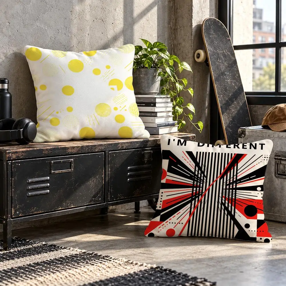 art Geometric Composition Poster Cushion Cover Short Plush Pillow Cover Soft Throw Cushion Case for Sofa Bedroom Home Decor Gift