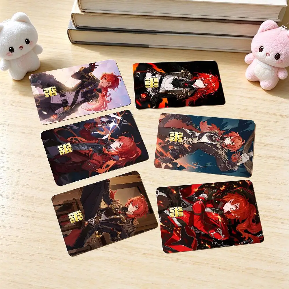 Genshin impact Diluc-C Credit Card HD Stickers Game Card Decal Small Chip Waterproof Sticker Gift
