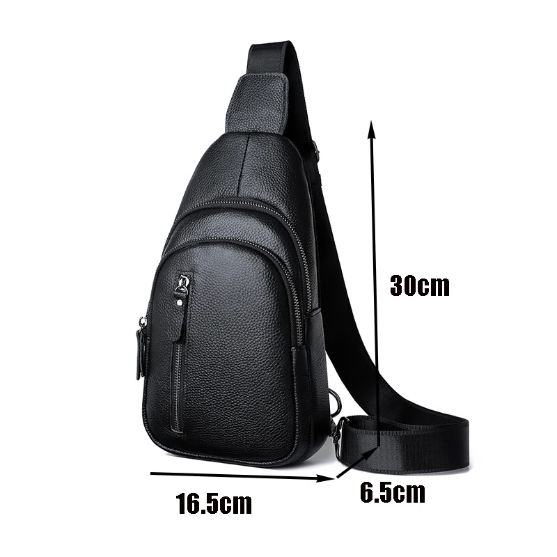 100% Genuine Leather Men Chest Bag Male Shoulder Bag Messenger Bag Casual Crossbody Bag Fashion Men\'s Purity Handbag