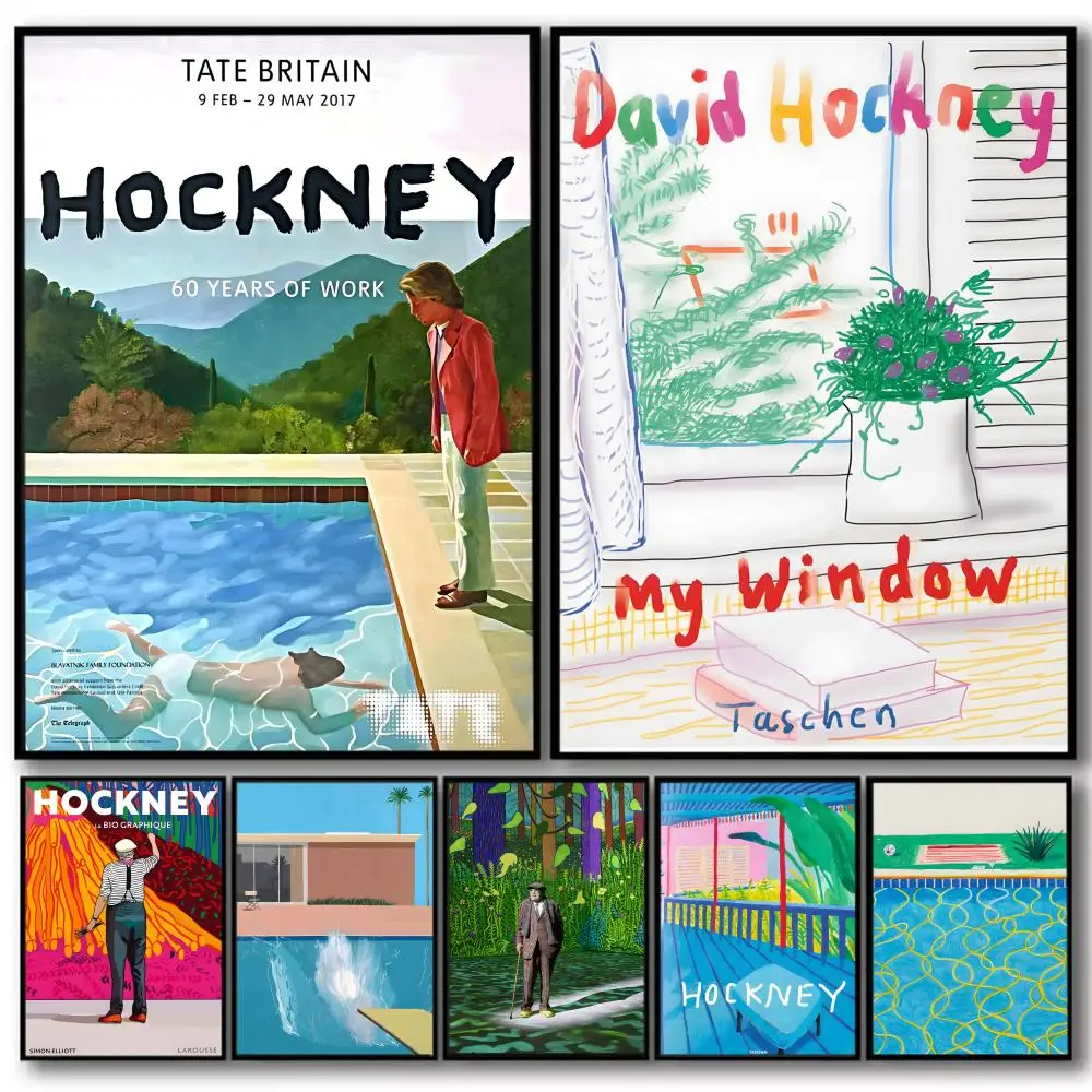 

D-david Hockney-Artist Painting Calligraphy High-Quality Cotton Canvas Poster Wall Art for Living Room Modern Coffee House Decor