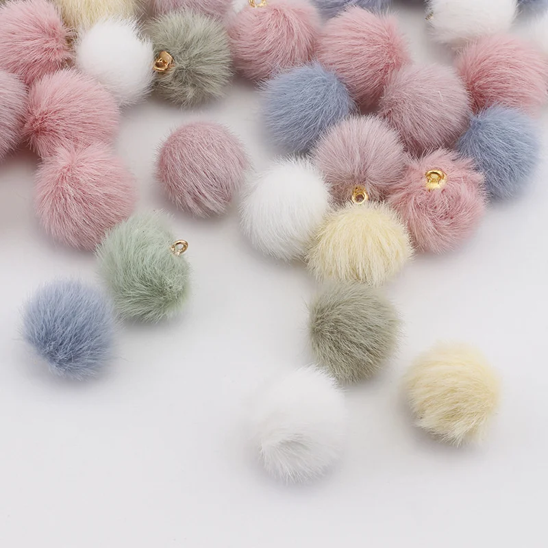 10pcs Plush Fur Cover Ball Beads Charms Cute Bead Pendant for DIY Jewelry Making Accessories Handmade Earring Bracelet