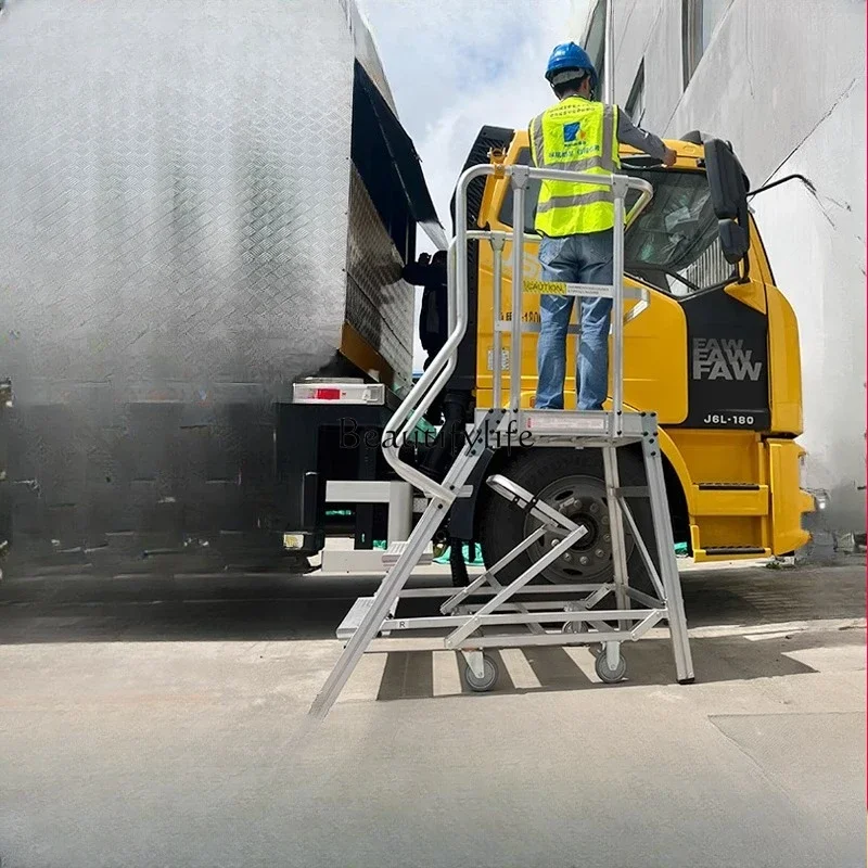 04Aluminum alloy climbing platform ladder engineering ladder warehouse maintenance mobile truck scaffolding stairs