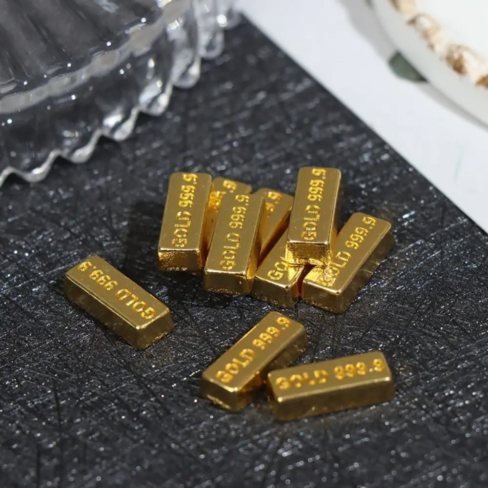 6pcs Pretend Toy Miniature Gold Bars Doll House Accessories Mini Ornaments Gold Bar Model 1:12 Glossy Dollhouse Gold Bars Kids