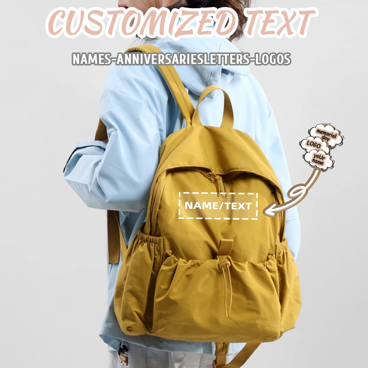 

Logo Customized Backpack for Women, Lightweight Travel Bag, 2026 New Model, High Aesthetic School Bag, Outdoor Hiking Bag, Commuter Travel Backpack, Personalized DIY