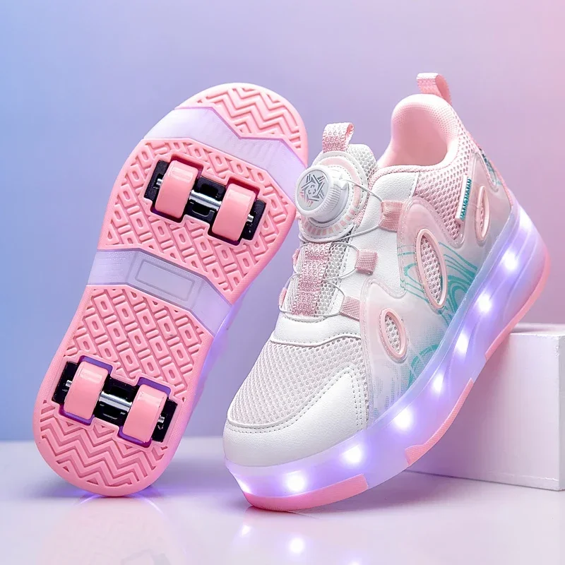 2026 New LED Lights Kids Roller Skate Shoes Kids with 2 Wheels Casual Boy Girl Casual Skating Shoes Sneakers for Boys Kids