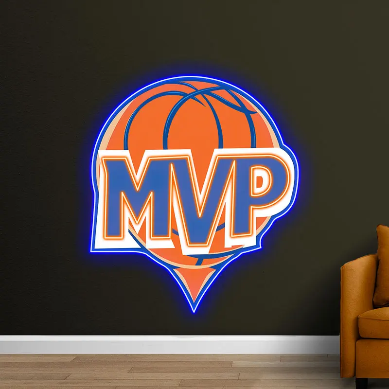 Basketball MVP Neon LED Light - Sports-Themed Wall Decor for Game Rooms, Trophies and Bars - Perfect Gift for Basketball Fans