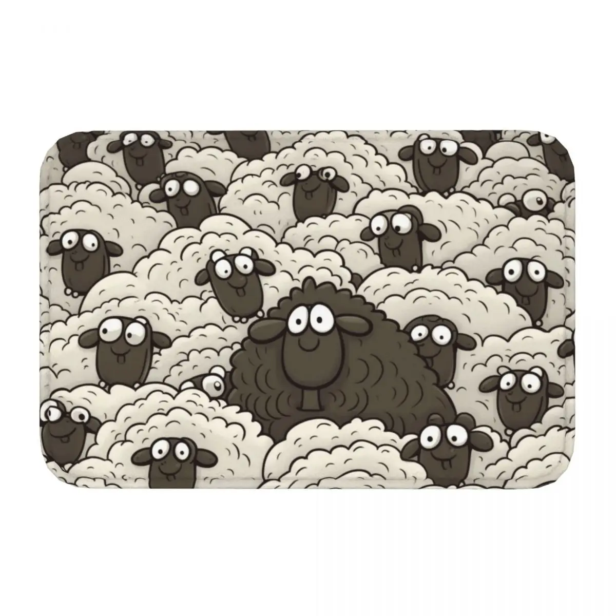 Cartoon Black White Sheep Doormat Anti-Slip Entrance Kitchen Bathroom Door Floor Mat Toilet Rug Carpet Footpad