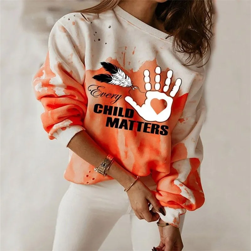 2024 Trendy Printing Simple Retro Niche Hipster High-end Womens Sweatshirts Comfortable Long Sleeves Warm Pullover Clothes