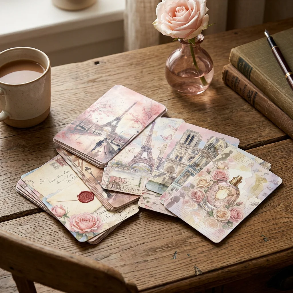 36pcs Vintage Watercolor Paris Postcard for Greeting Cards and Souvenirs Eiffel Tower Floral Scenery Hand Painted Cardstock