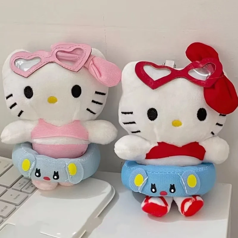 Simpatico gattino rosa peluche portachiavi cartone animato animale croce vestizione bambola zaino ciondolo decorazione auto ciondolo regalo di Natale