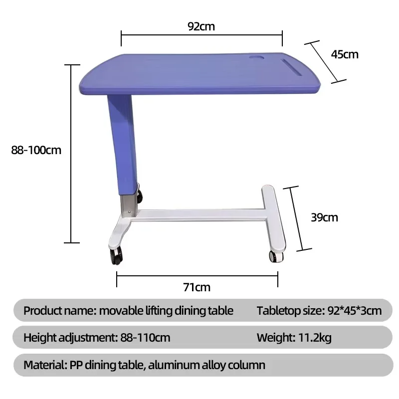 أثاث طبي طاولة بجانب السرير قابلة للتعديل فوق السرير مع عجلات وطاولة مستشفى فوق السرير #6
