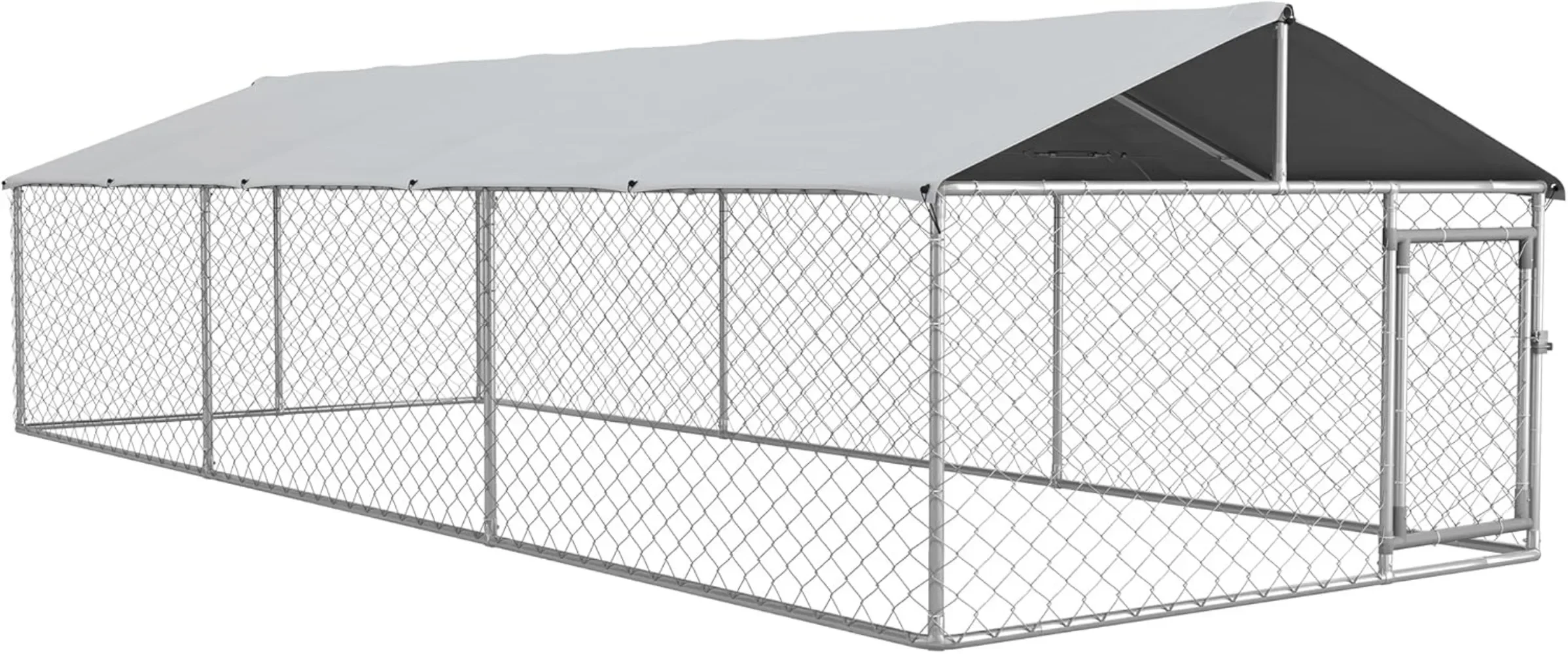 

Large Dog Kennel Outside, Heavy Duty Dog Cage with Waterproof Cover, Outdoor Fence Dog Run with Galvanized Chain Link