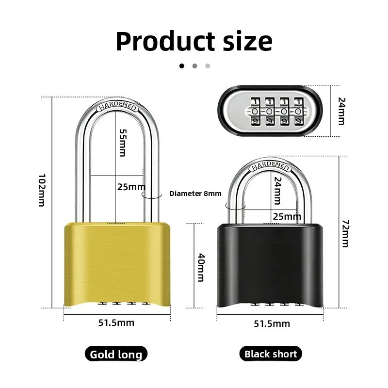 4-Digit Combination Lock Waterproof Heavy Duty Padlock for Gym Locker Gate, Fence Warehouse, Cabinet, High Security Outdoor Lock - view 5