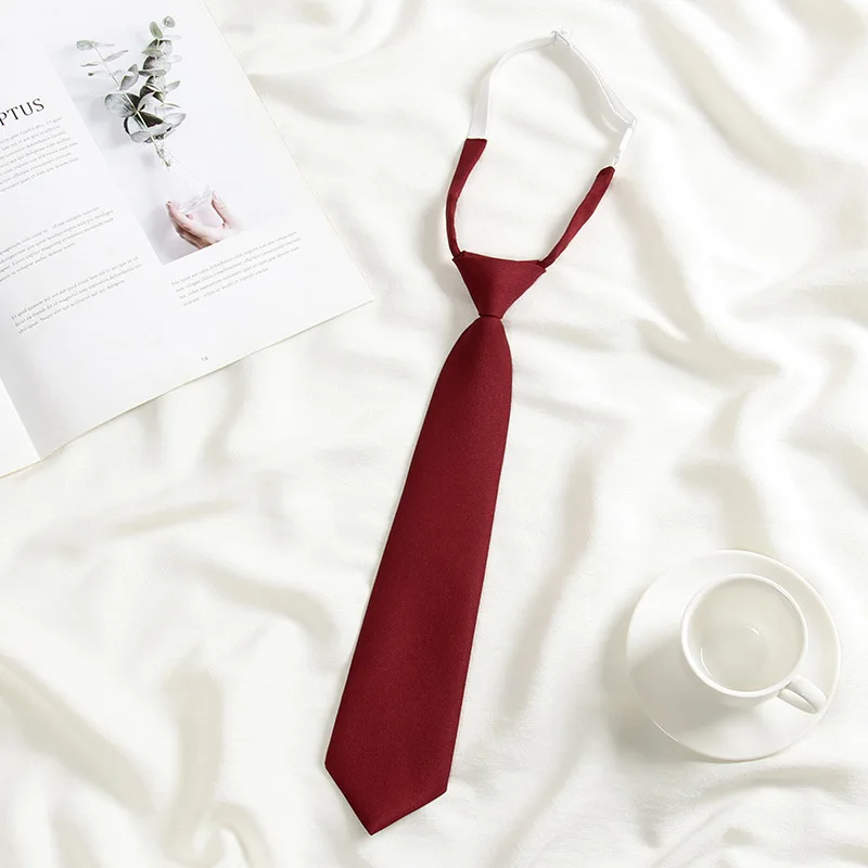 Lazy JK Small Necktie Bowtie For Student Basic Style School Uniform Classic Ties Solid Bow Ties Cravats Girls Red Bowties