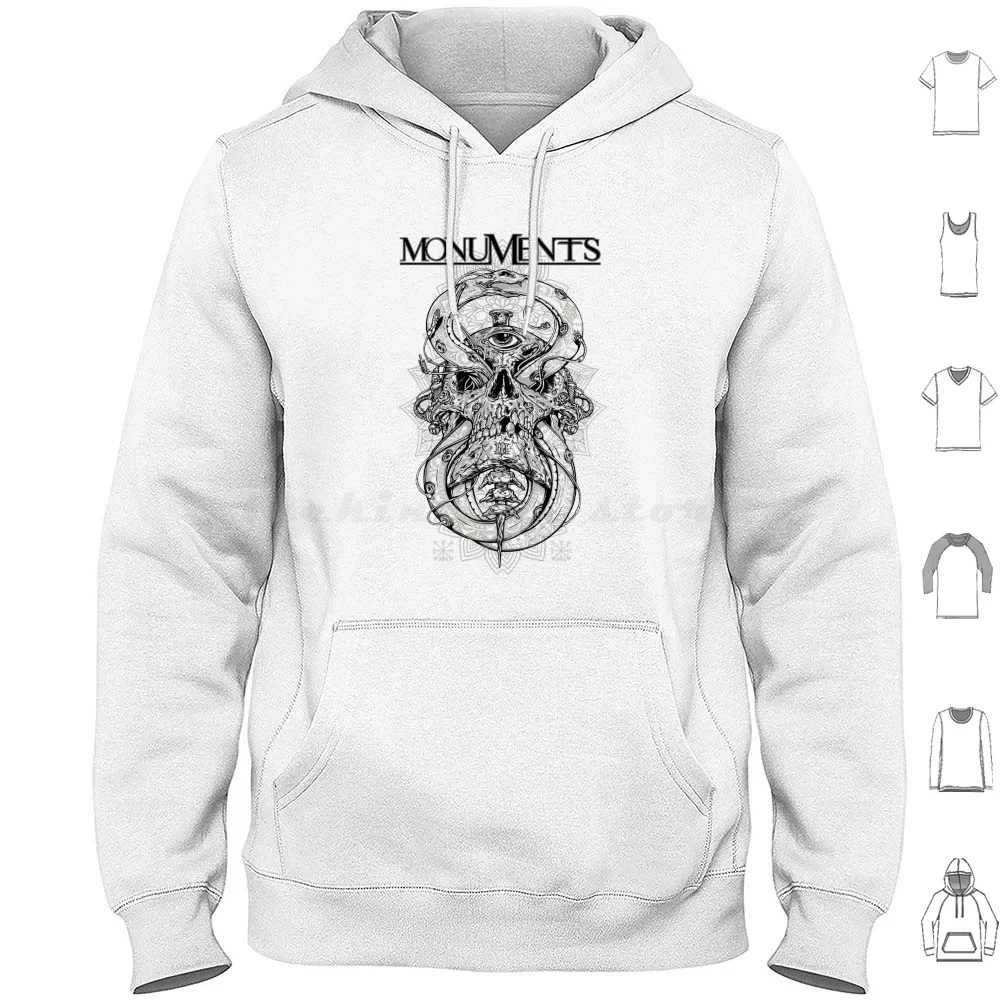 Monuments-Ouroboros ( Black And White ) Hoodies Long Sleeve Monuments Band Metal Heavy Metal Progressive Metal Music
