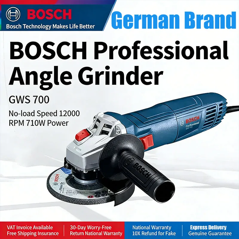 

Bosch Angle Grinder GWS700 Polisher Grinding Polishing and Cutting Machine Compact Multi-Purpose Grinder Domestic Hand Grinder