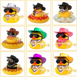 Rubber Duck Car Ornaments Duck Car Dashboard Decorations for Cool Car Accessories with Cowboy Hat Necklace and Sunglasses