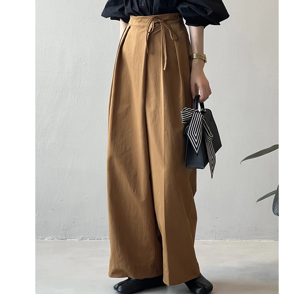 2026 Women Casual Wide Leg High Waist Pants Fashion Clothes Black Brown Pants Female Trousers