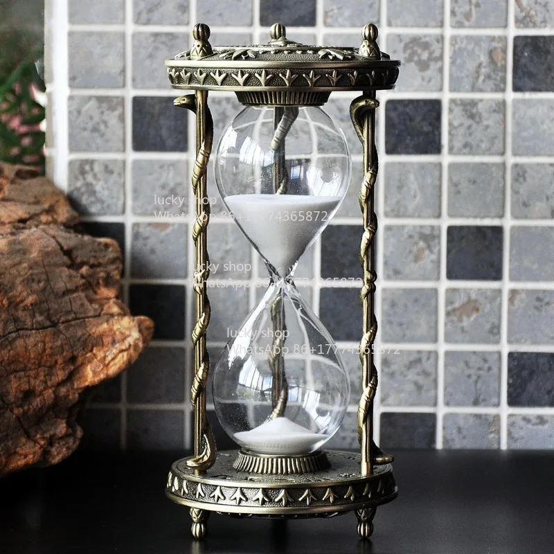 Tutan Retro Metal Hourglass 30 Minutes Timer Creative Desktop Ornament Home Living Room Original Decoration