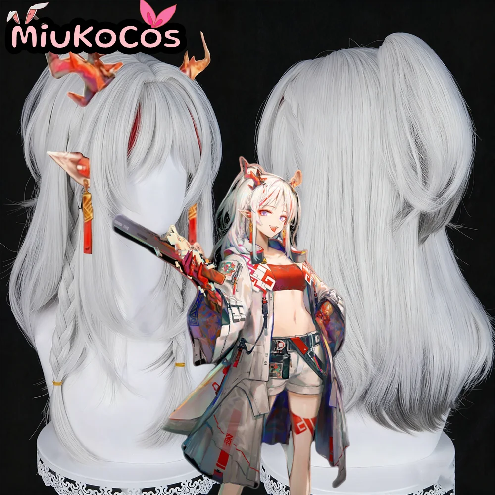 

IN STOCK Nian Furnace Heating Indication Cosplay Wig MiukoCosplay Game Arknights Cosplay White Color Hair