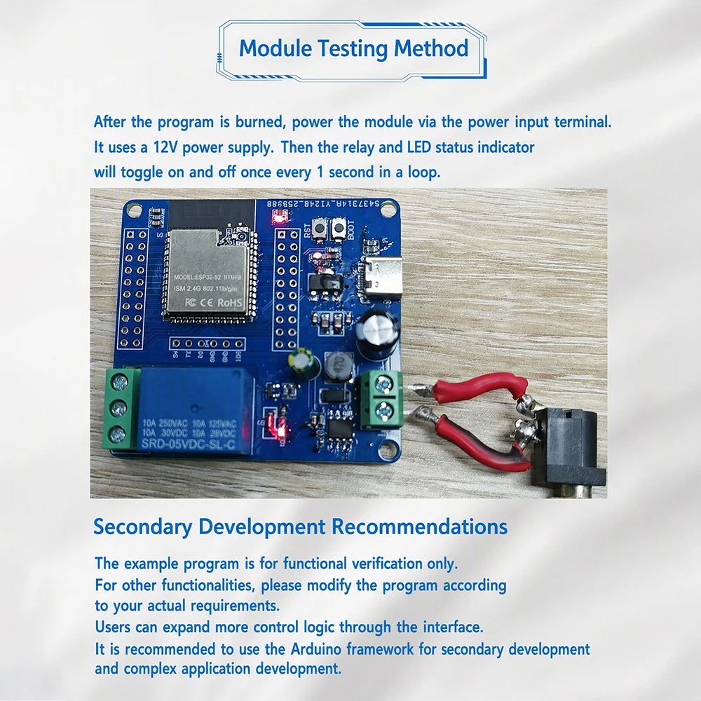DC 5-60V Einkanal-Relaismodul WI-FI BT ESP32-N16R8 Relaisplatine Typ-C-Schnittstelle – Detail 11