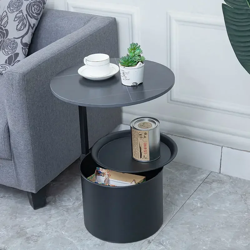 Table d'Angle de Canapé Simple à Double Couche, Moderne, Multifonctionnelle, Table Basse, Lumière, Rangement de Luxe, oral et, Table d'Appoint T1, Nouveau