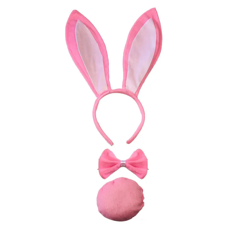 

Party Women Girl Sexy Bunny Ears Headband Tail Tie Rabbit Birthday Animal Hair Bands Plush Halloween Costume Cosplay