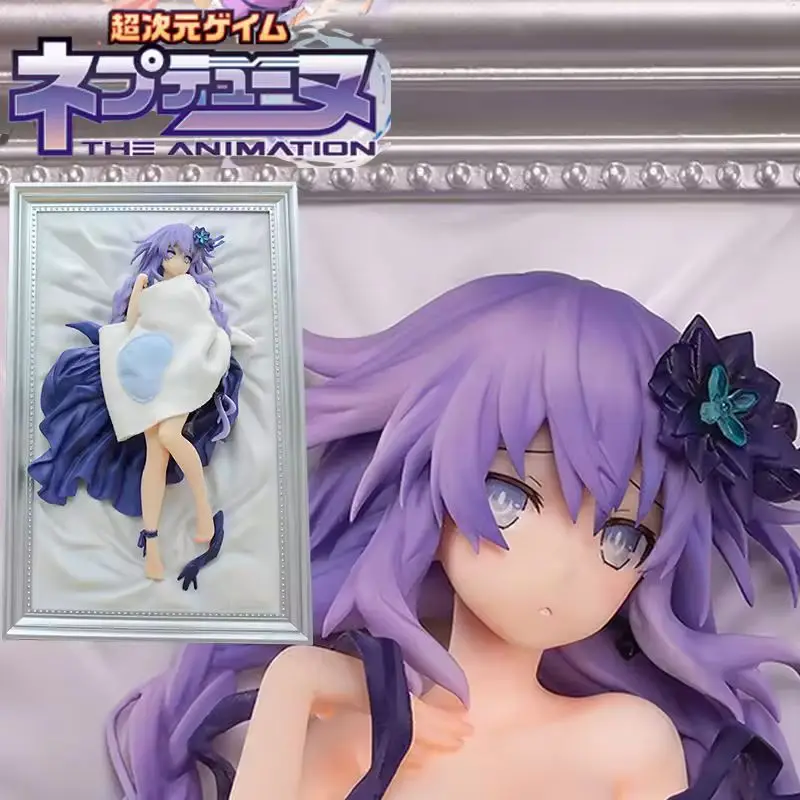 Nueva Figura de Anime Hyperdimension Neptunia Purple Heart de 28 cm con Marco de Fotos, Modelo Coleccionable de PVC, Decoración de Escritorio para Coleccionistas de Anime