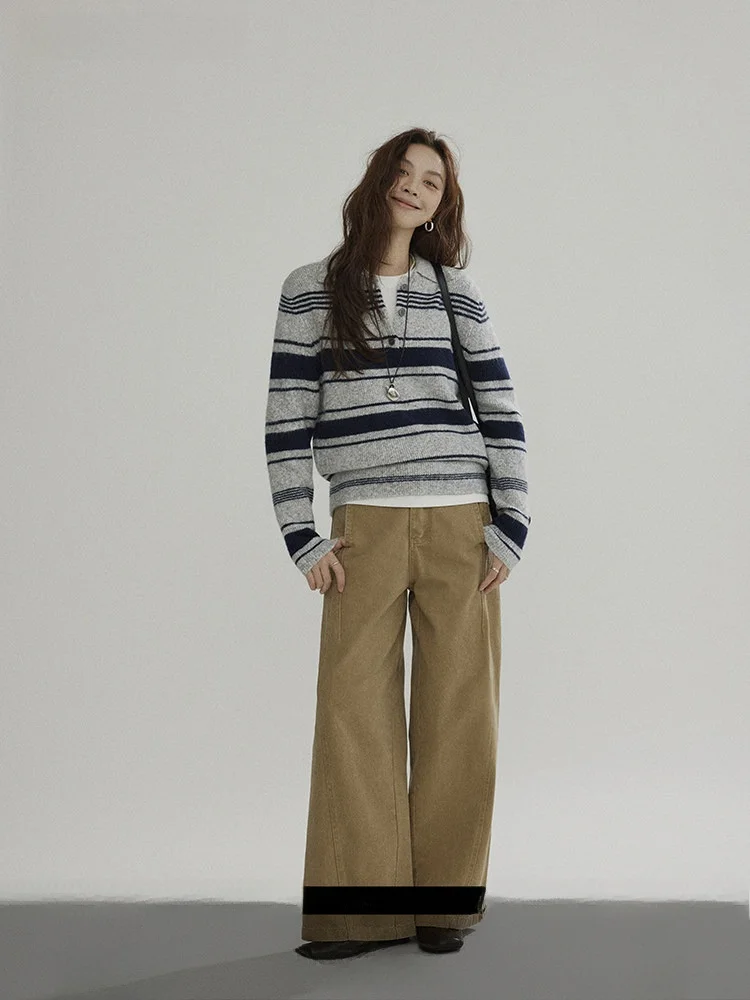 

Женский вязаный свитер Joli: новый, повседневный, в полоску, с длинным рукавом, осенний, простой, в стиле кэжуал, премиум-качество