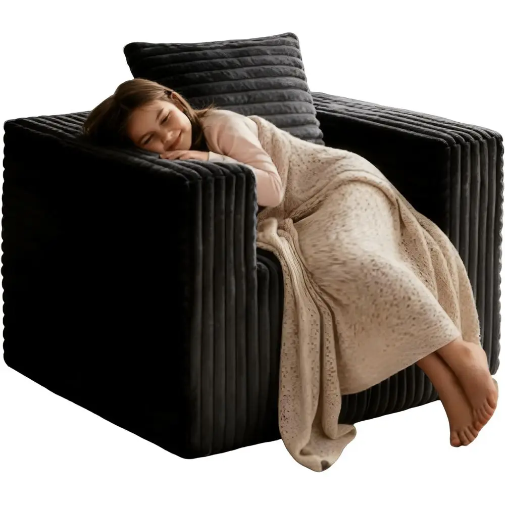 

Одноместный диван-облако, гигантское кресло-мешок с высокой спинкой и широким подлокотником, пенопластовый диван без костей для небольших помещений, удобный пушистый диван