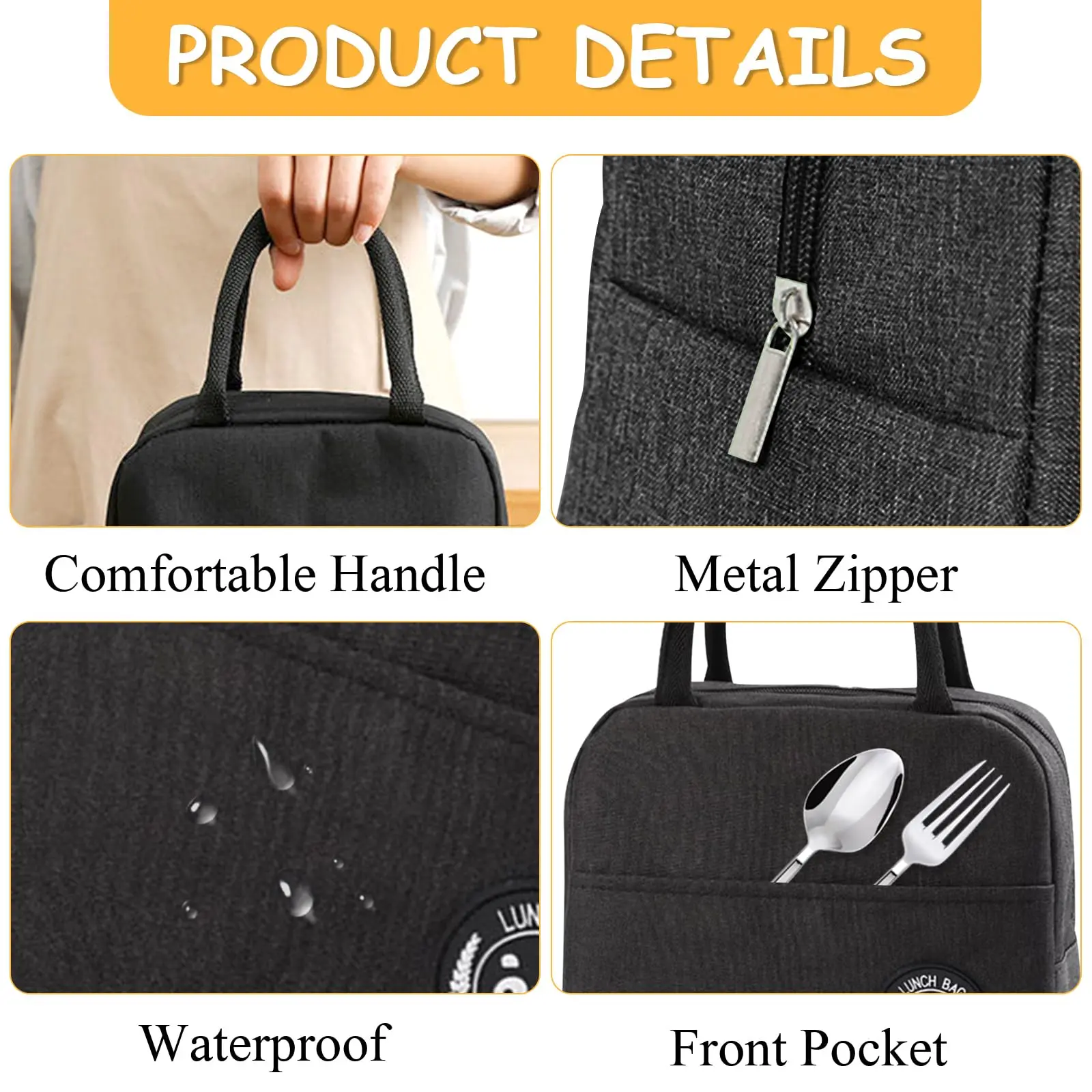 Lunch Bag Insulated Cooler Bag Women and Men Reusable Cooler Tote Lunch Box Bags Small Tote Lunch Pouch for Work Office Picnic view 3