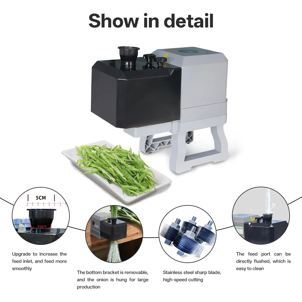 Picadora de verduras comercial rápida automática, cortador de espinacas, máquina trituradora de cebolla de primavera para restaurante