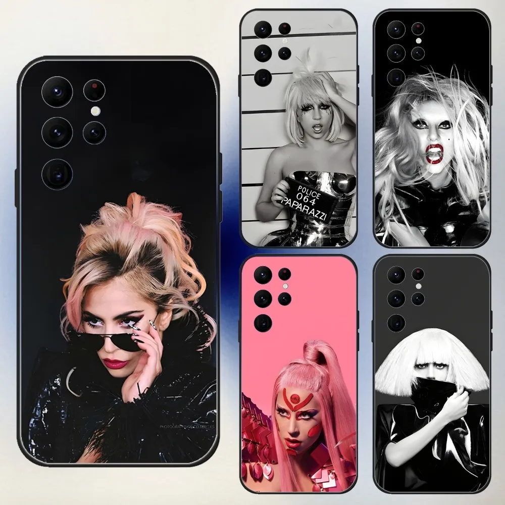 Singer L-Lady Gaga Phone Case For Samsung S24,23,22,30,21,10,9,Ultra,Plus,Lite,FE,5G Black Soft Case