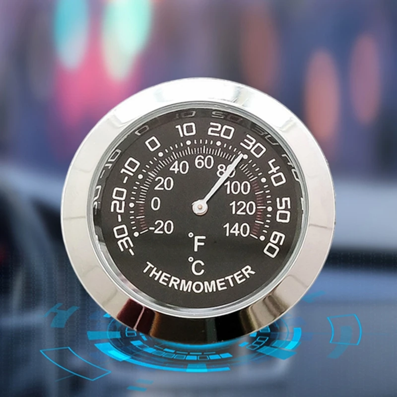 Auto Car Vehicle Thermometer/Hygrometer Clock Mini Small Classic Dashboard Thermometer Car Cool Decoration Metal Alloy